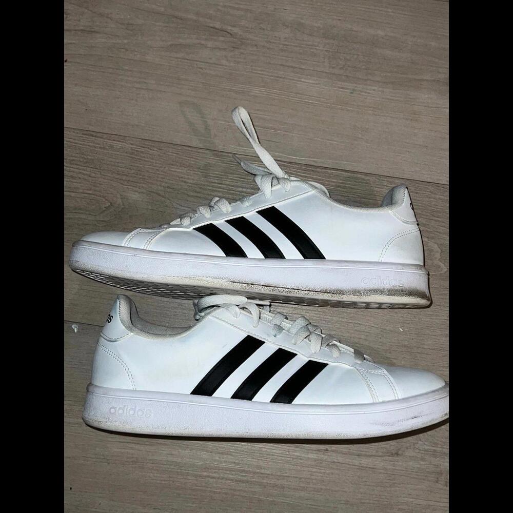 Adidas Leather Sneaker Shoes HWI 28Y001 White Black Stripe
